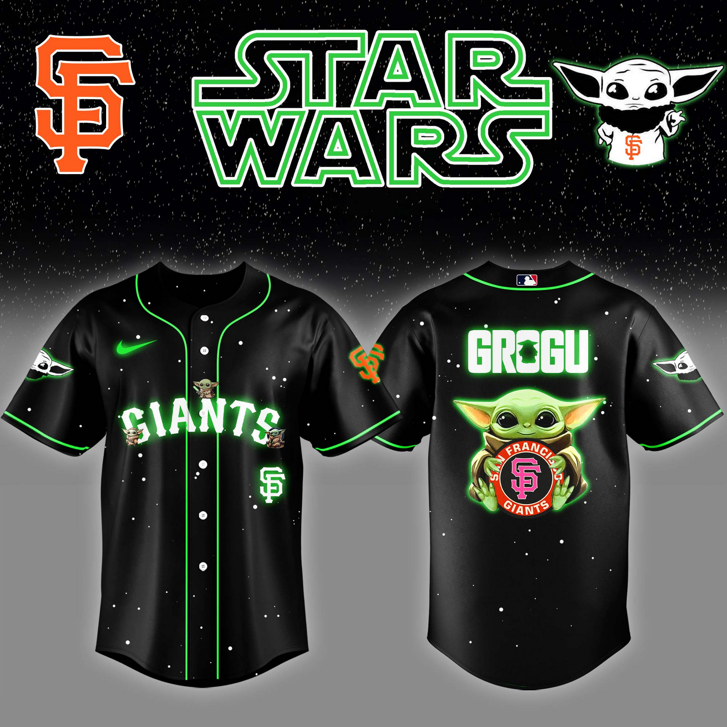 San Francisco Giants x Stars Wars Grogu Night Baseball Jersey Editions Limited