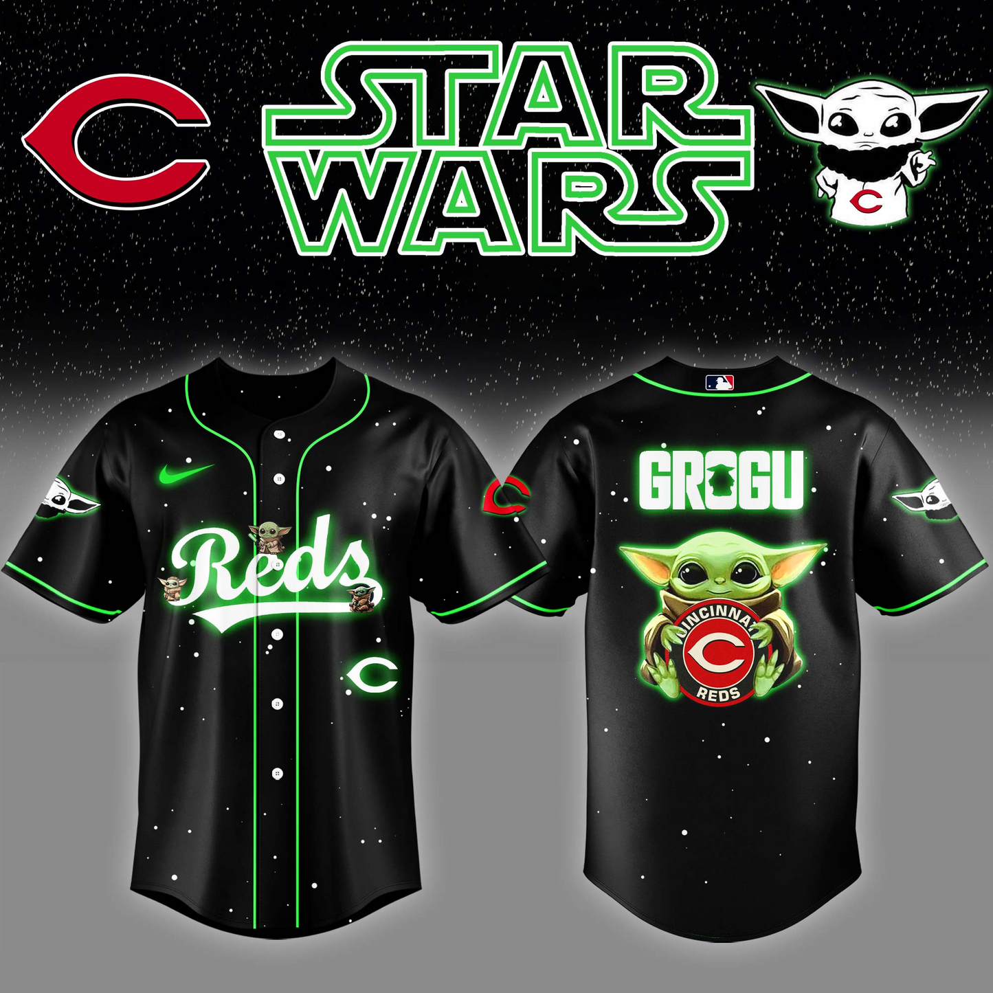 Cincinnati Reds x Stars Wars Night Grogu Baseball Jersey Editions Limited