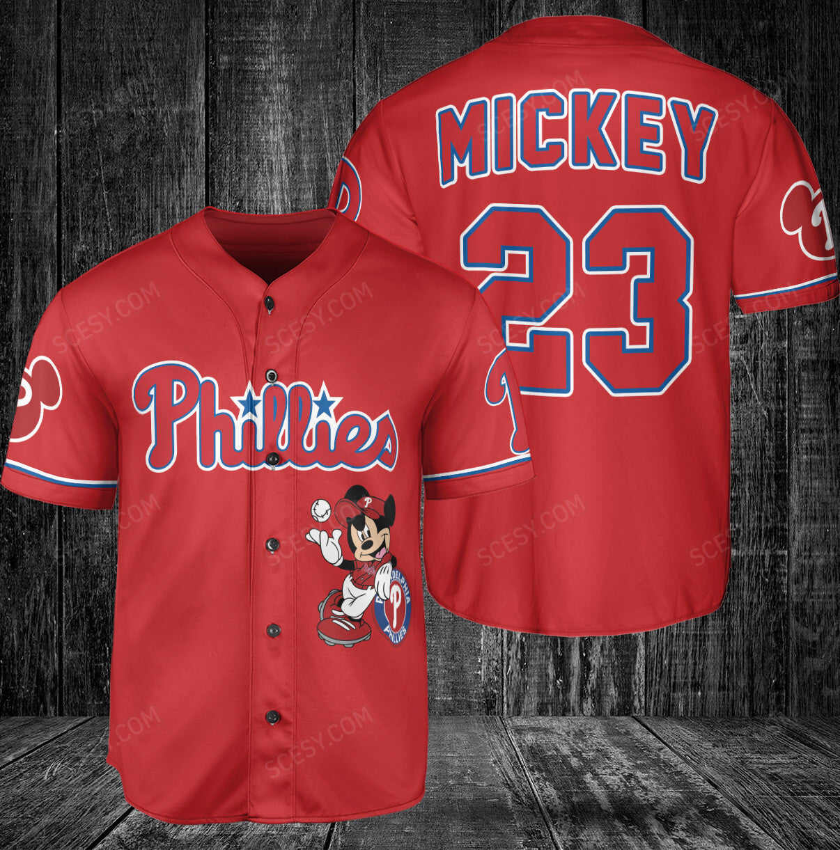 Philadelphia Phillies Mickey Red Baseball Jersey