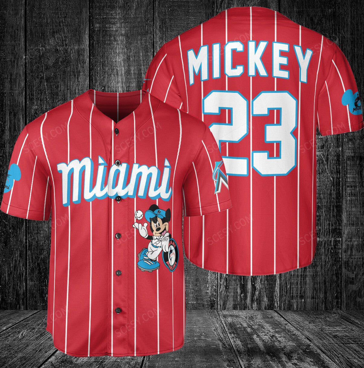 Miami Marlins Mickey Red Baseball Jersey