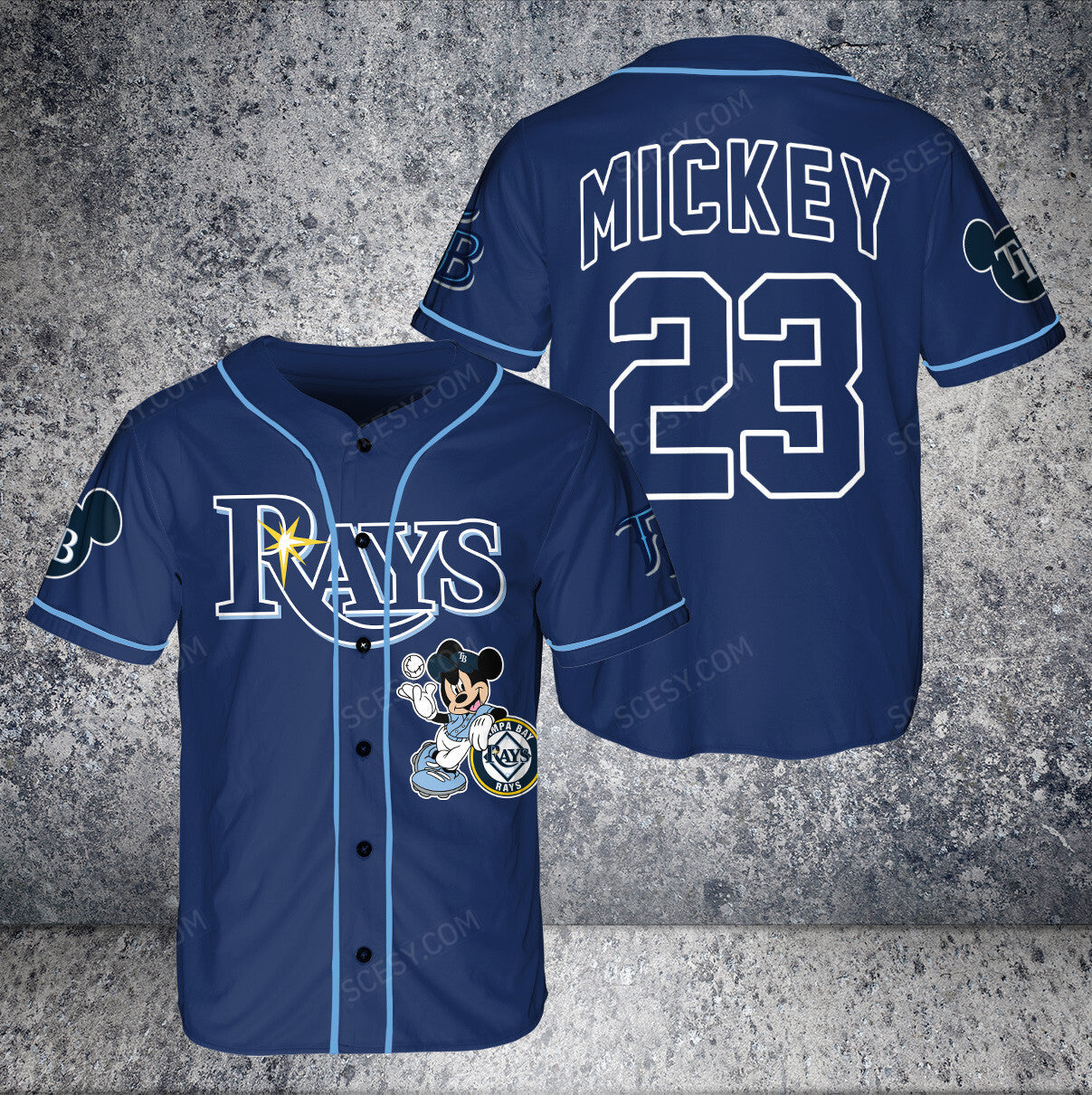Tampa Bay Rays Mickey Navy Baseball Jersey