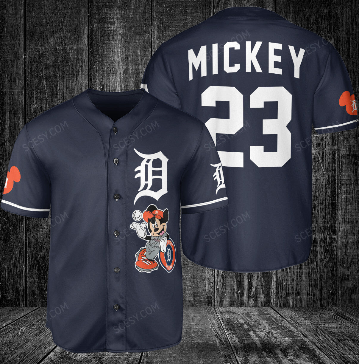Detroit Tigers Mickey Navy Baseball Jersey