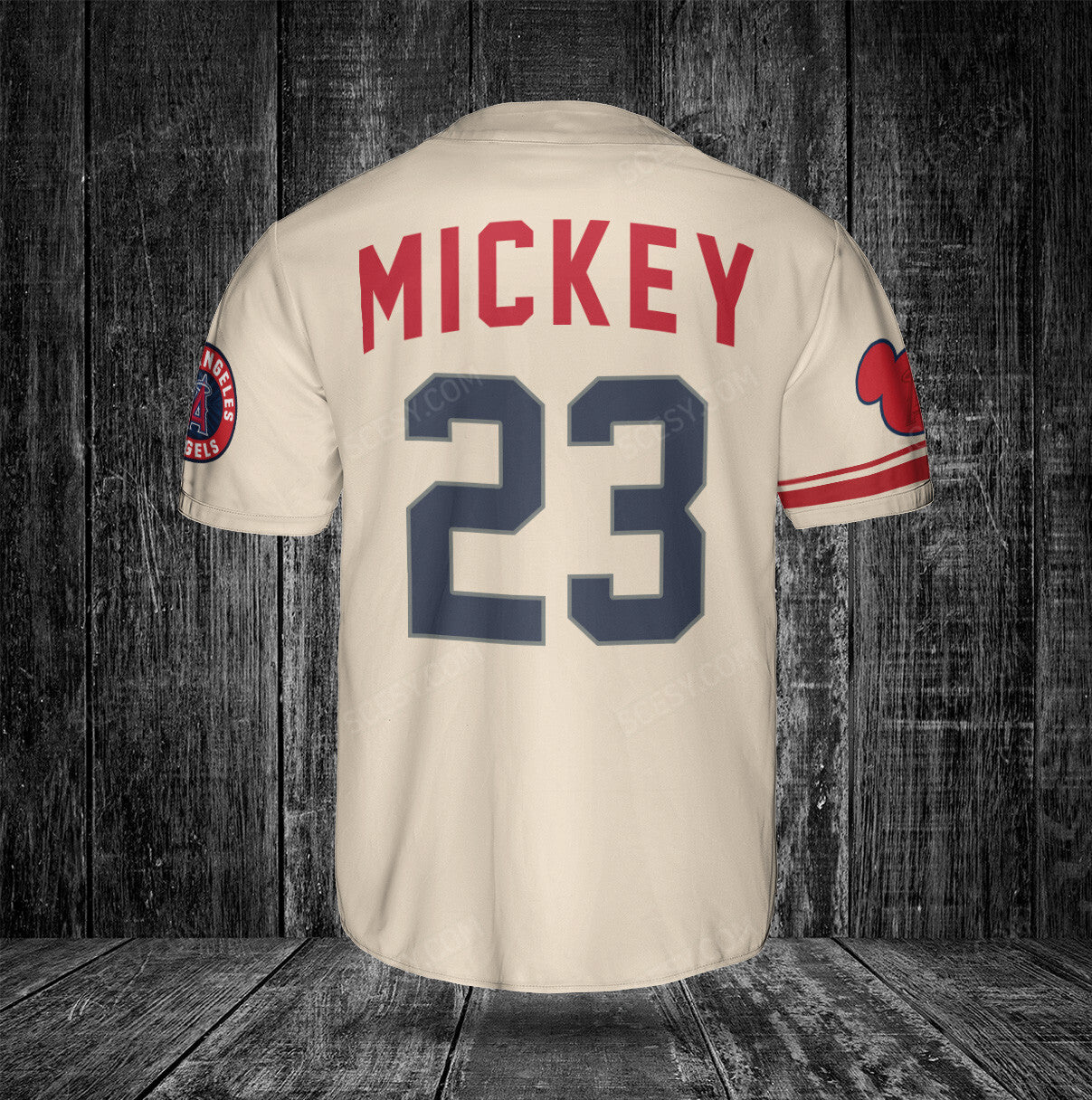 Los Angeles Angels Mickey Cream Baseball Jersey