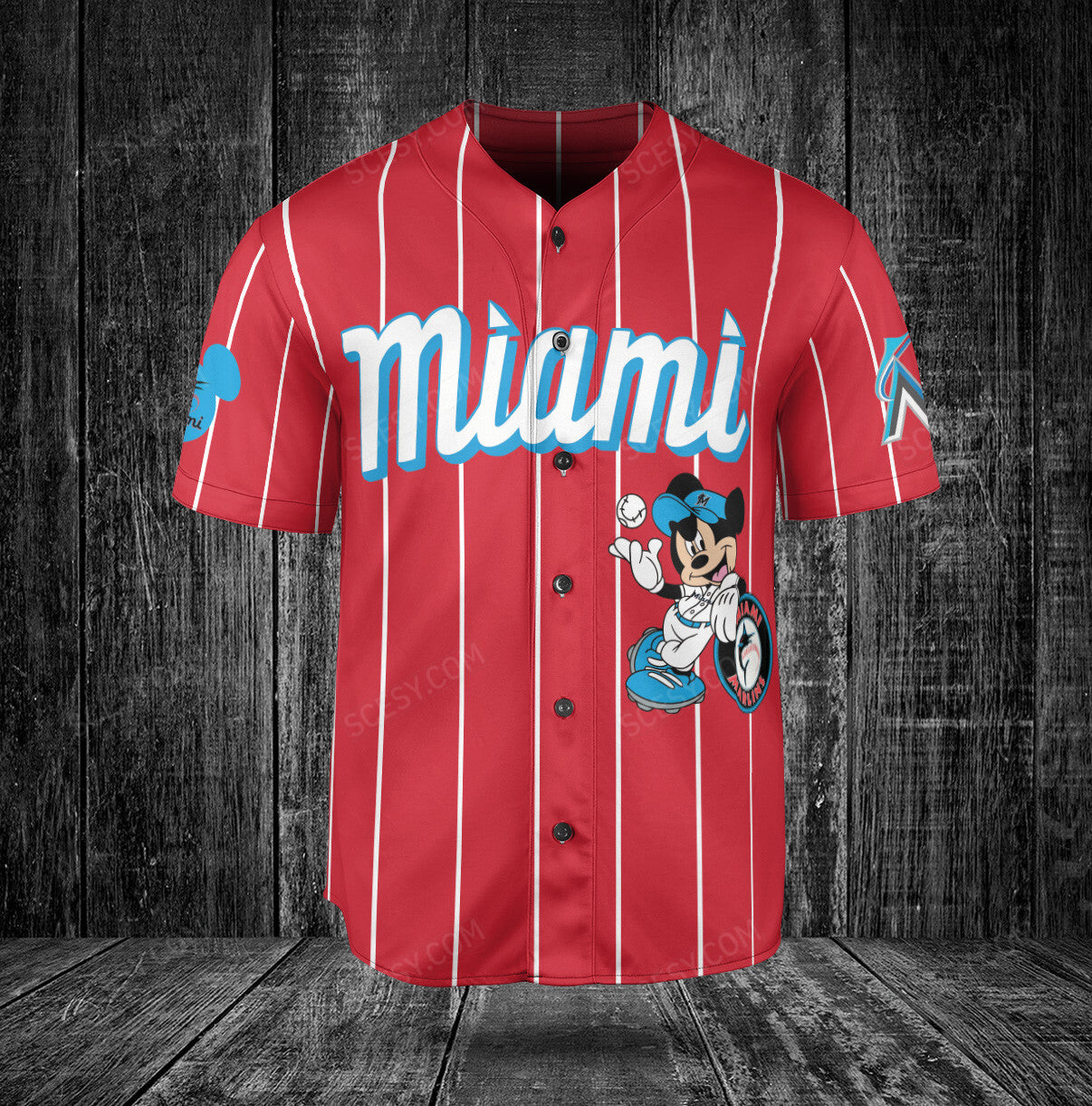 Miami Marlins Mickey Red Baseball Jersey