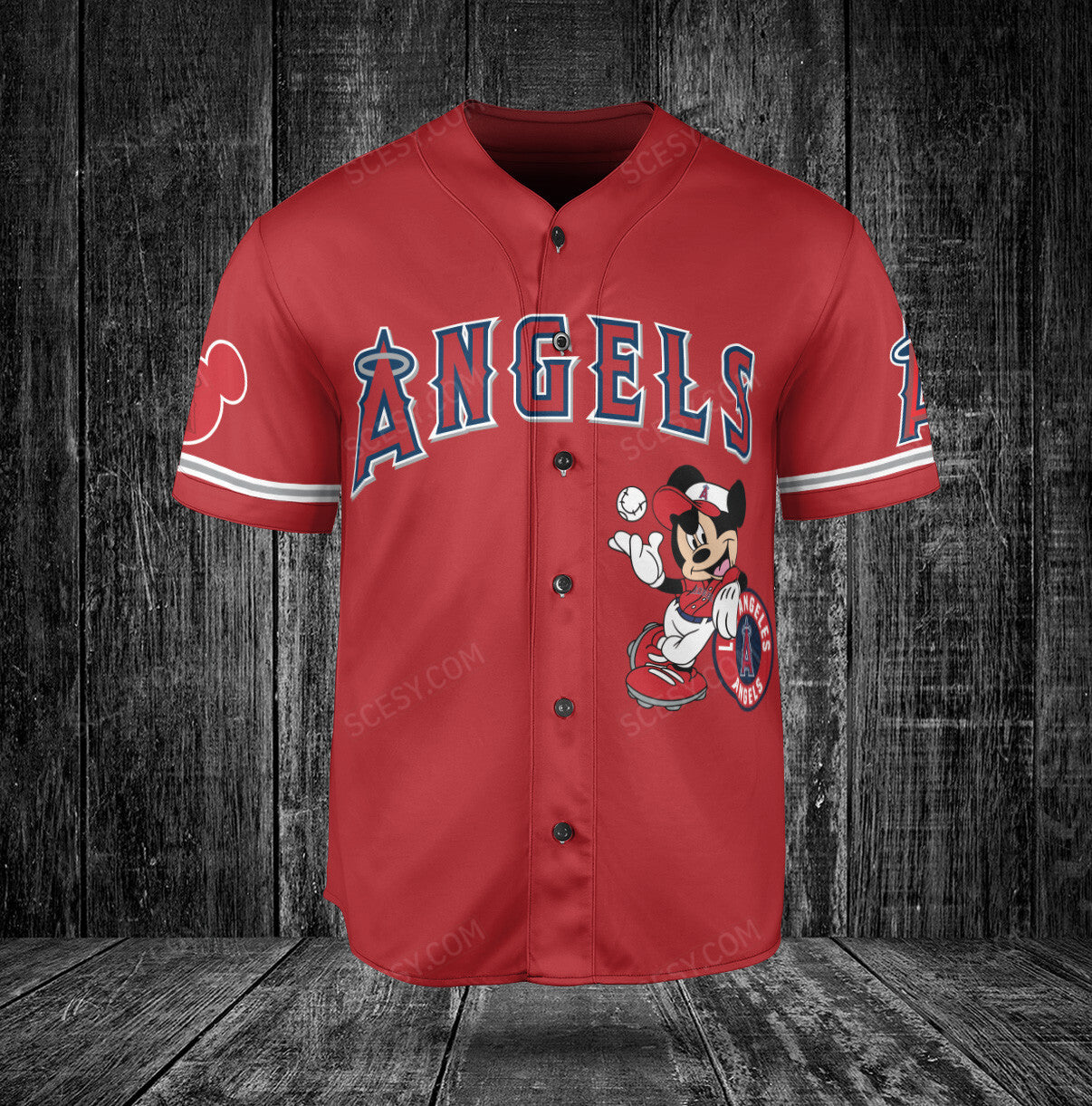 Los Angeles Angels Mickey Red Baseball Jersey