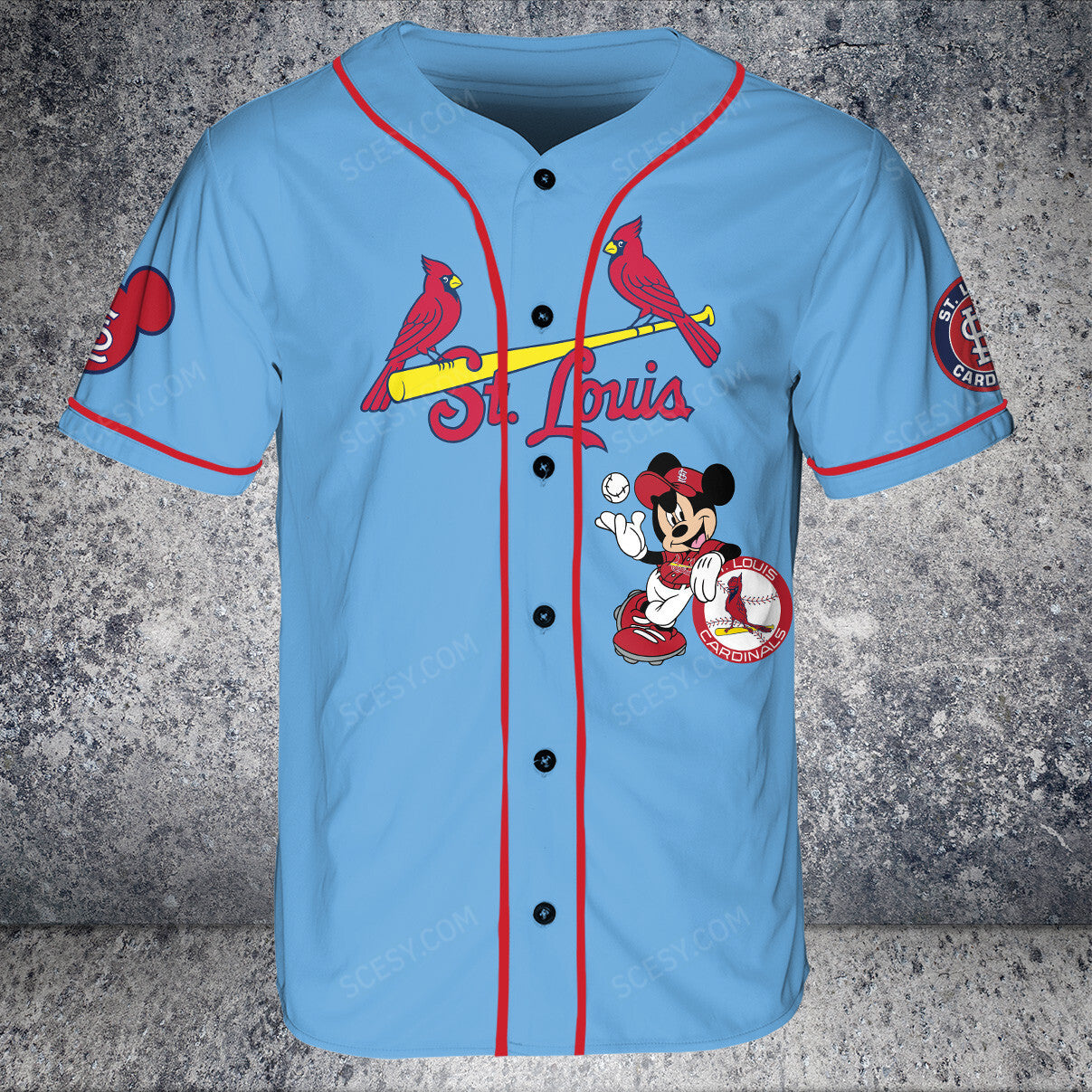St.Louis Cardinals Mickey Light Blue Baseball Jersey