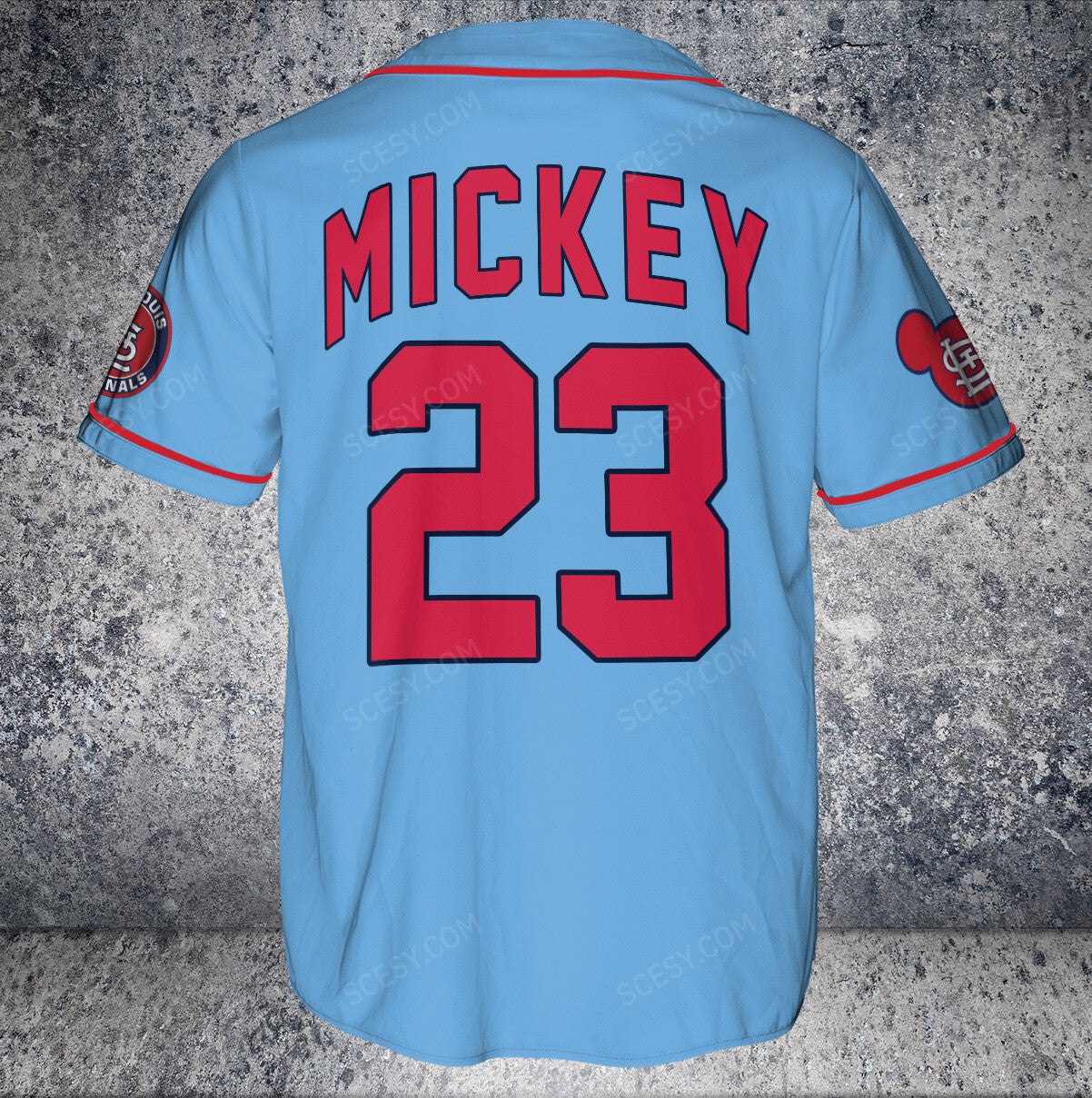 St.Louis Cardinals Mickey Light Blue Baseball Jersey