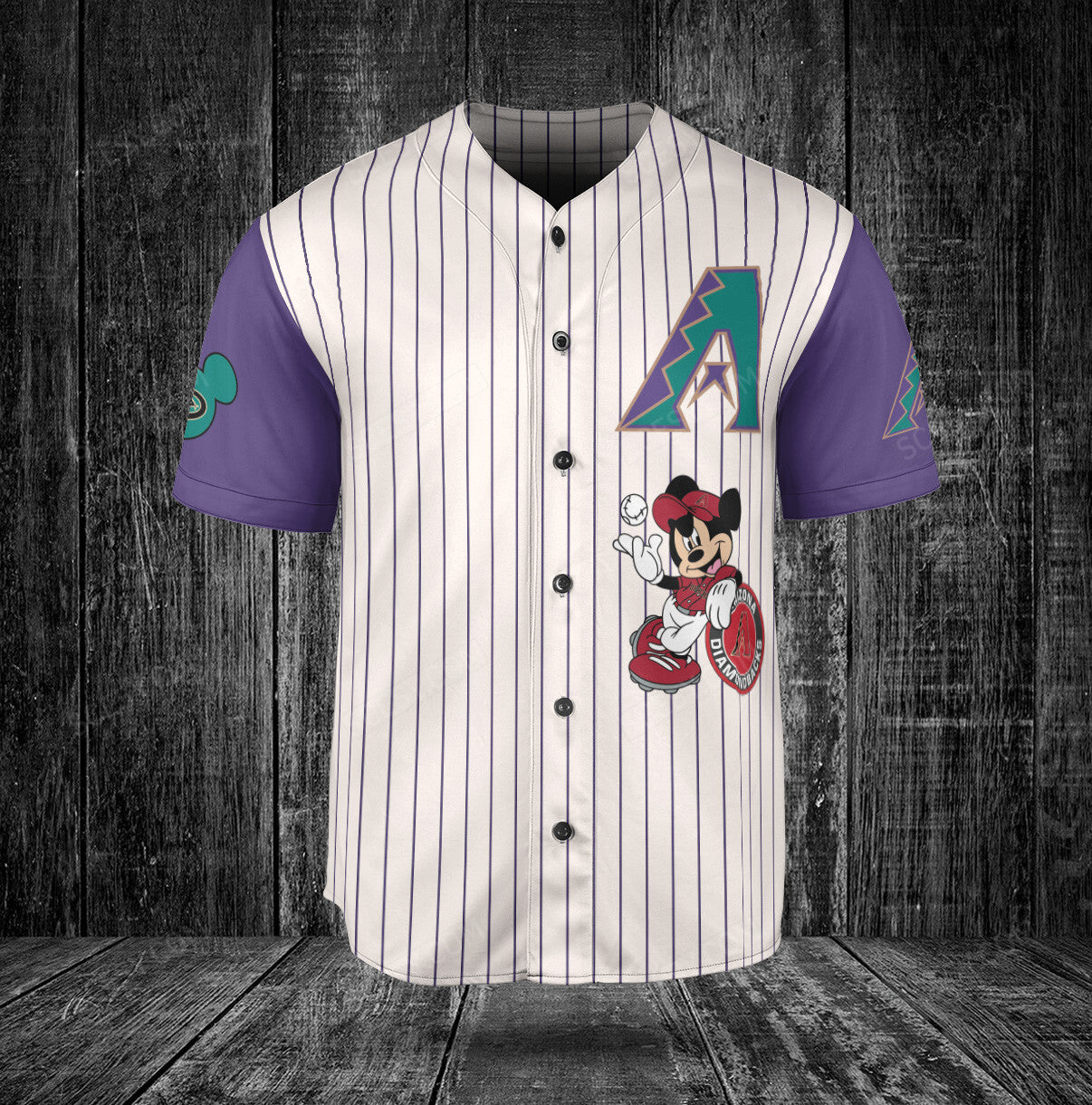 Arizona Diamondbacks Mickey Cream-Purple Baseball Jersey