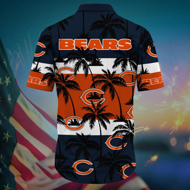Chicago Bears Sunset Palms Stripes Hawaiian Shirt - Welcome to 2 Aloha