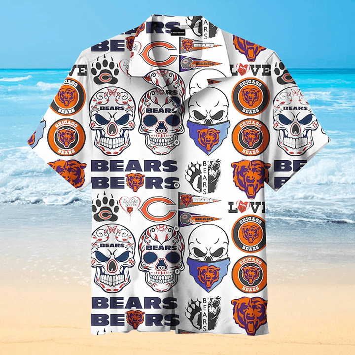 Chicago Bears Skull Fiesta Hawaiian Shirt - Welcome to 2 Aloha