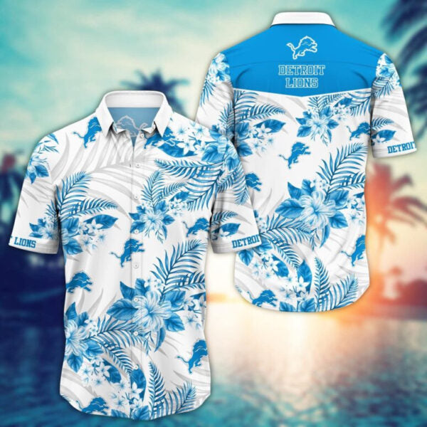 Detroit Lions White Tropics Hawaiian Shirt - Welcome to 2 Aloha