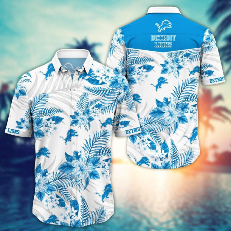 Detroit Lions White Tropics Hawaiian Shirt - Welcome to 2 Aloha