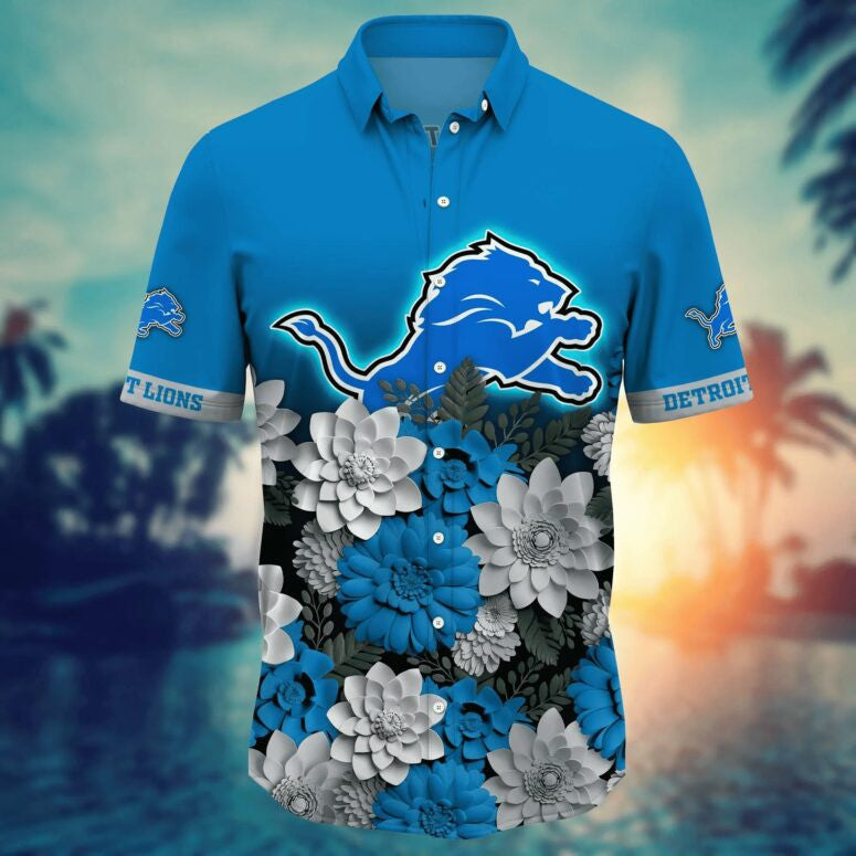 Detroit Lions Floral Fade Hawaiian Shirt - Welcome to 2 Aloha