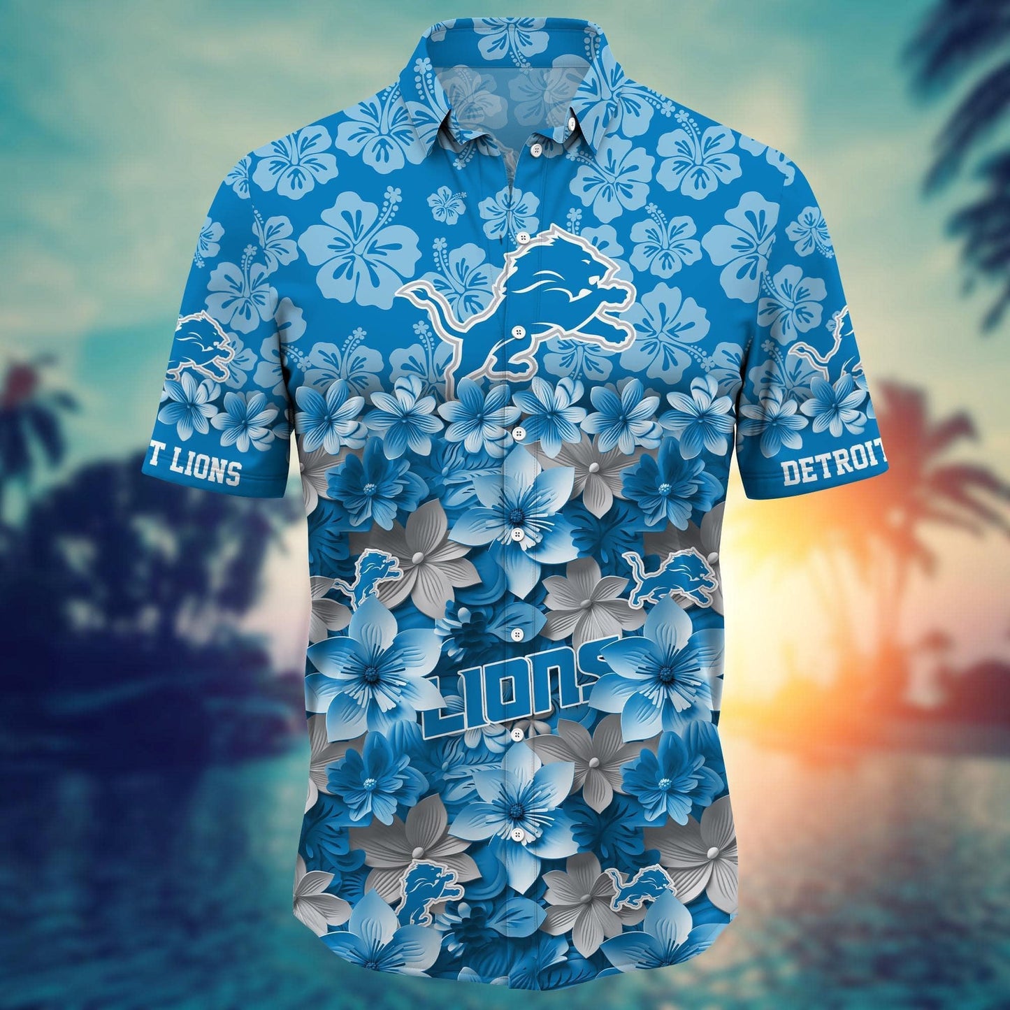 Detroit Lions Floral Blitz Hawaiian Shirt - Welcome to 2 Aloha