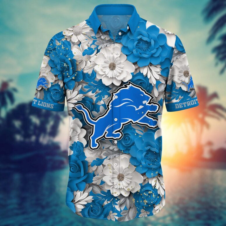 Detroit Lions Floral Victory Hawaiian Shirt - Welcome to 2 Aloha