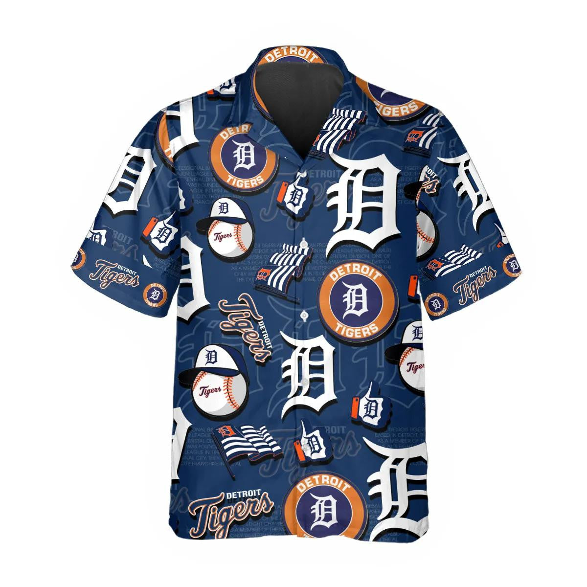 Detroit Tigers Blue Icon Collage Hawaiian Shirt - Welcome to 2 Aloha