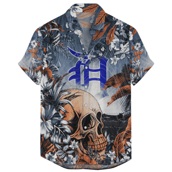 Detroit Tigers Coastal Skull Hawaiian Shirt - Welcome to 2 Aloha