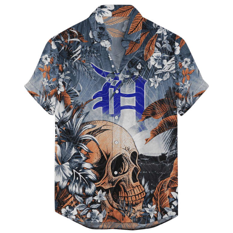Detroit Tigers Coastal Skull Hawaiian Shirt - Welcome to 2 Aloha