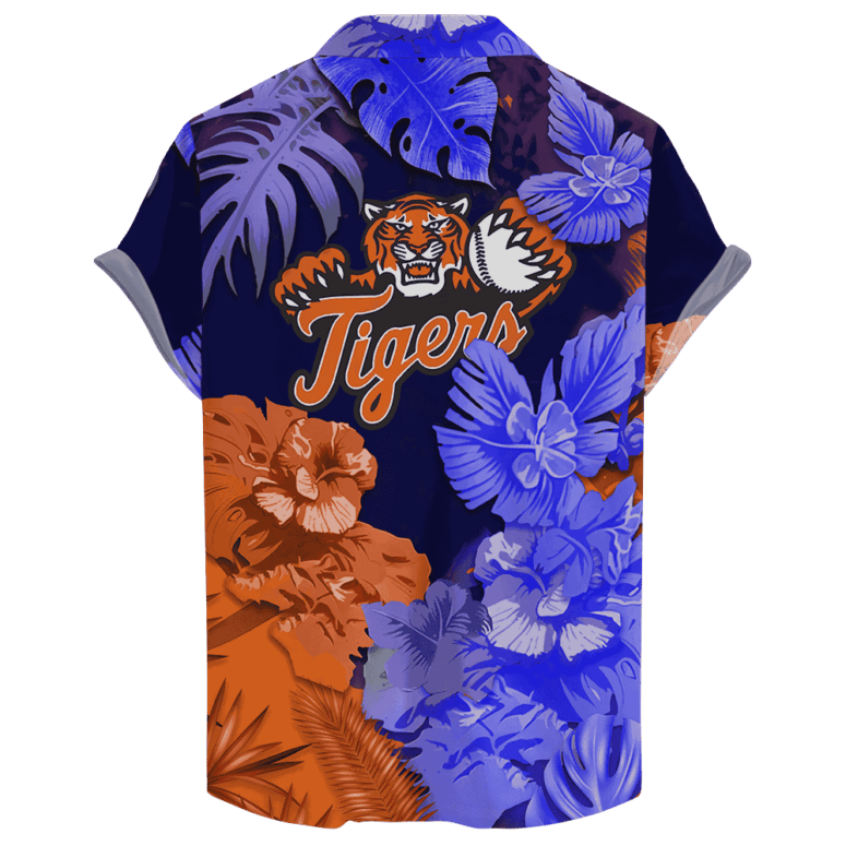 Detroit Tigers Bold Skull & Floral Hawaiian Shirt - Welcome to 2 Aloha