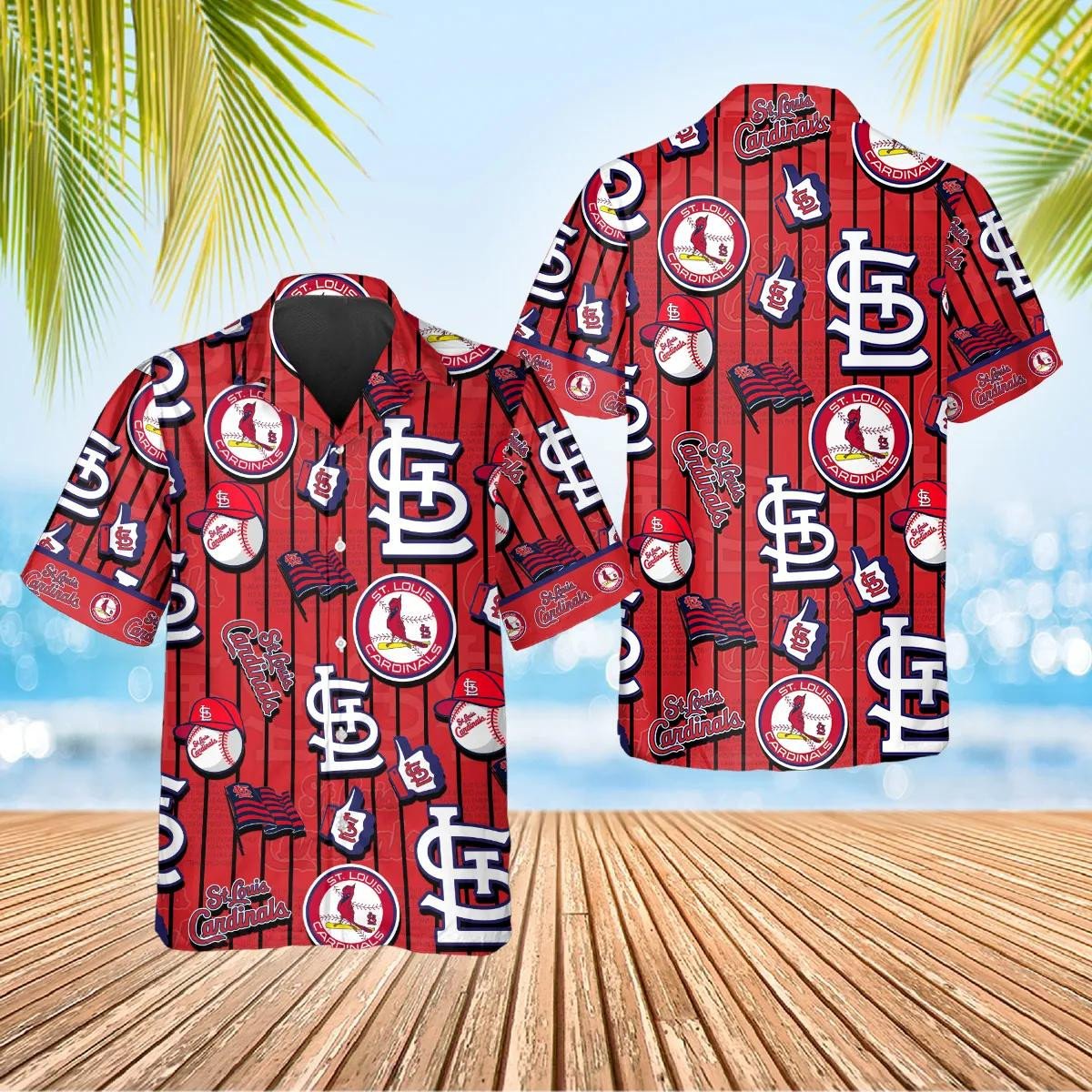 St. Louis Cardinals Dugout Stripes Hawaiian Shirt - Welcome to 2 Aloha