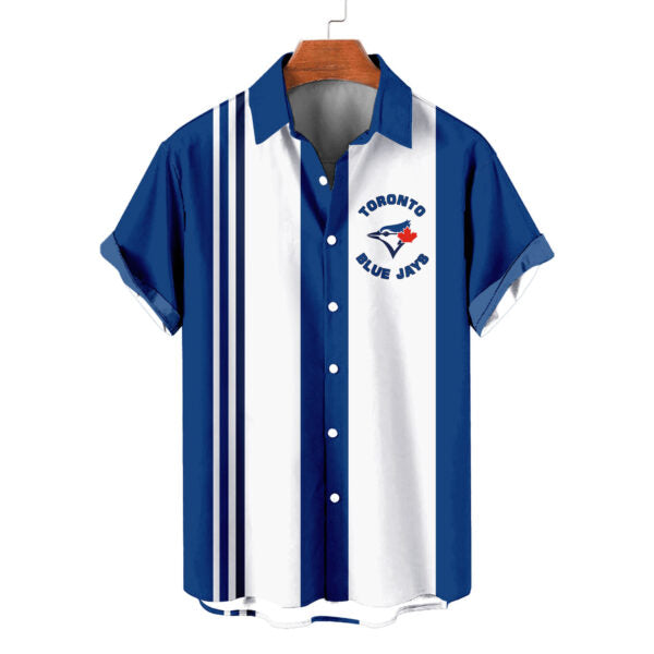 Toronto Blue Jays Striped Short Hawaiian Shirt MLB S1 - Welcome to 2 Aloha