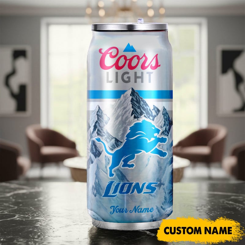 Detroit Lions American Football & CoorsLight Can Tumbler Custom Any Name Gifts