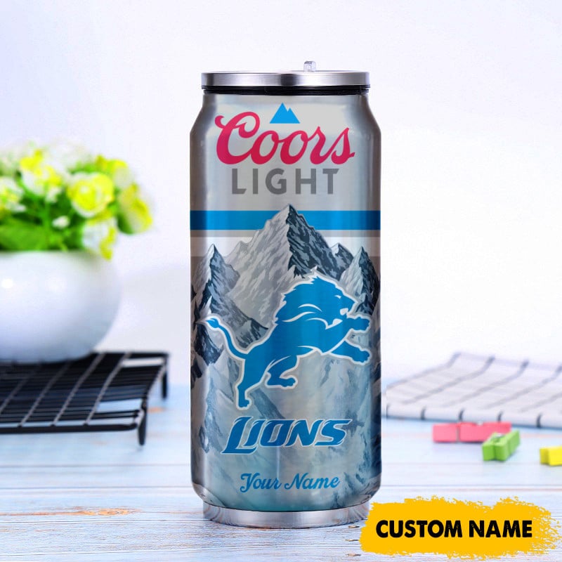 Detroit Lions American Football & CoorsLight Can Tumbler Custom Any Name Gifts