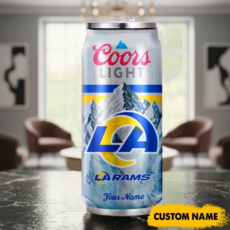 Los Angeles Rams American Football & CoorsLight Can Tumbler Custom Any Name Gifts
