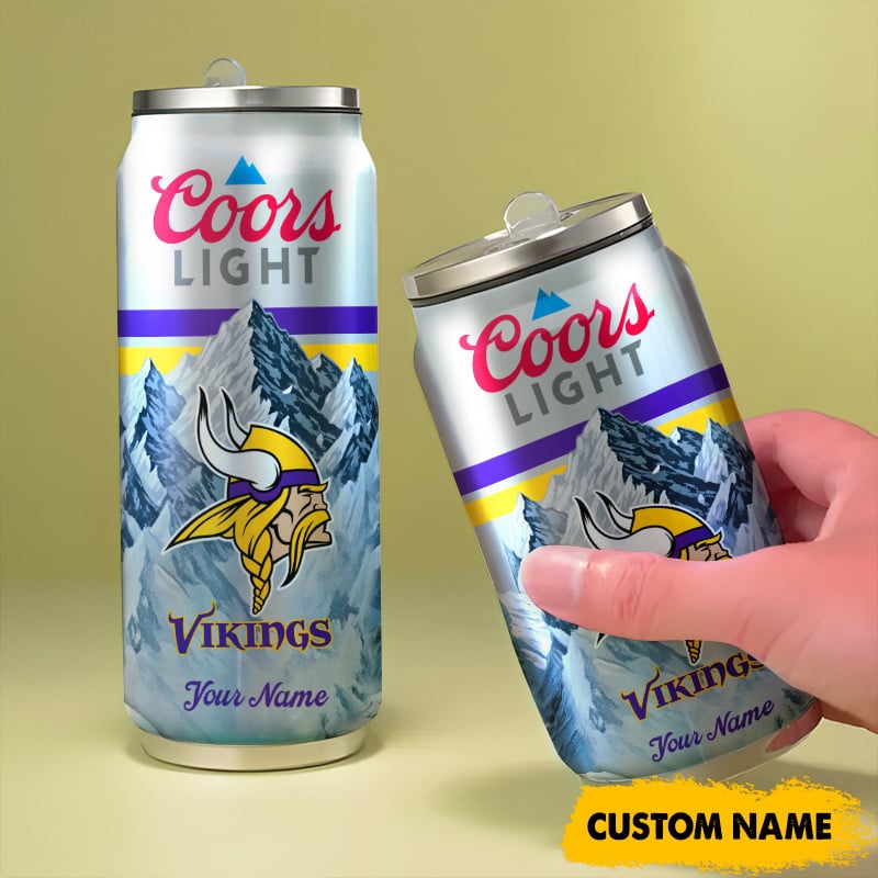 Minnesota Vikings American Football & CoorsLight Can Tumbler Custom Any Name Gifts