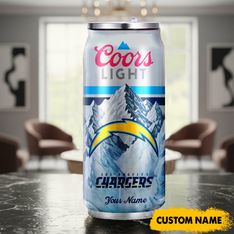 Los Angeles Chargers American Football & CoorsLight Can Tumbler Custom Any Name Gifts