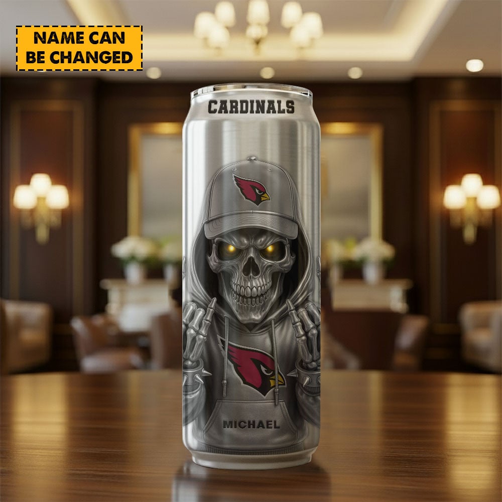 Arizona Cardinals NFL Skull Can Tumbler Personalized Name Gift