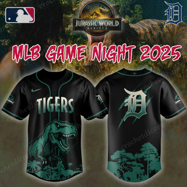 MLB Detroit Tigers Collab Jurassic World Baseall Jersey