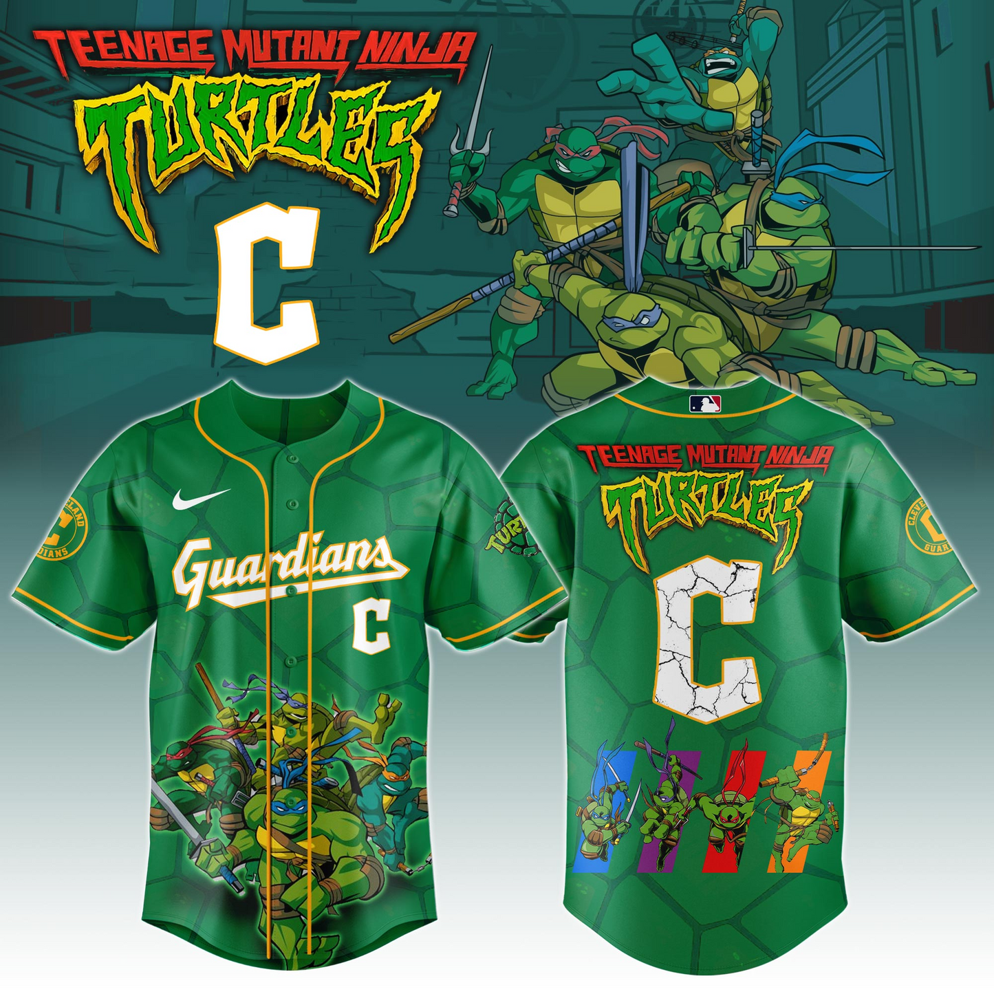 Cleveland Guardians x Ninja Turtles Night Game Limited Edition Jersey 2025