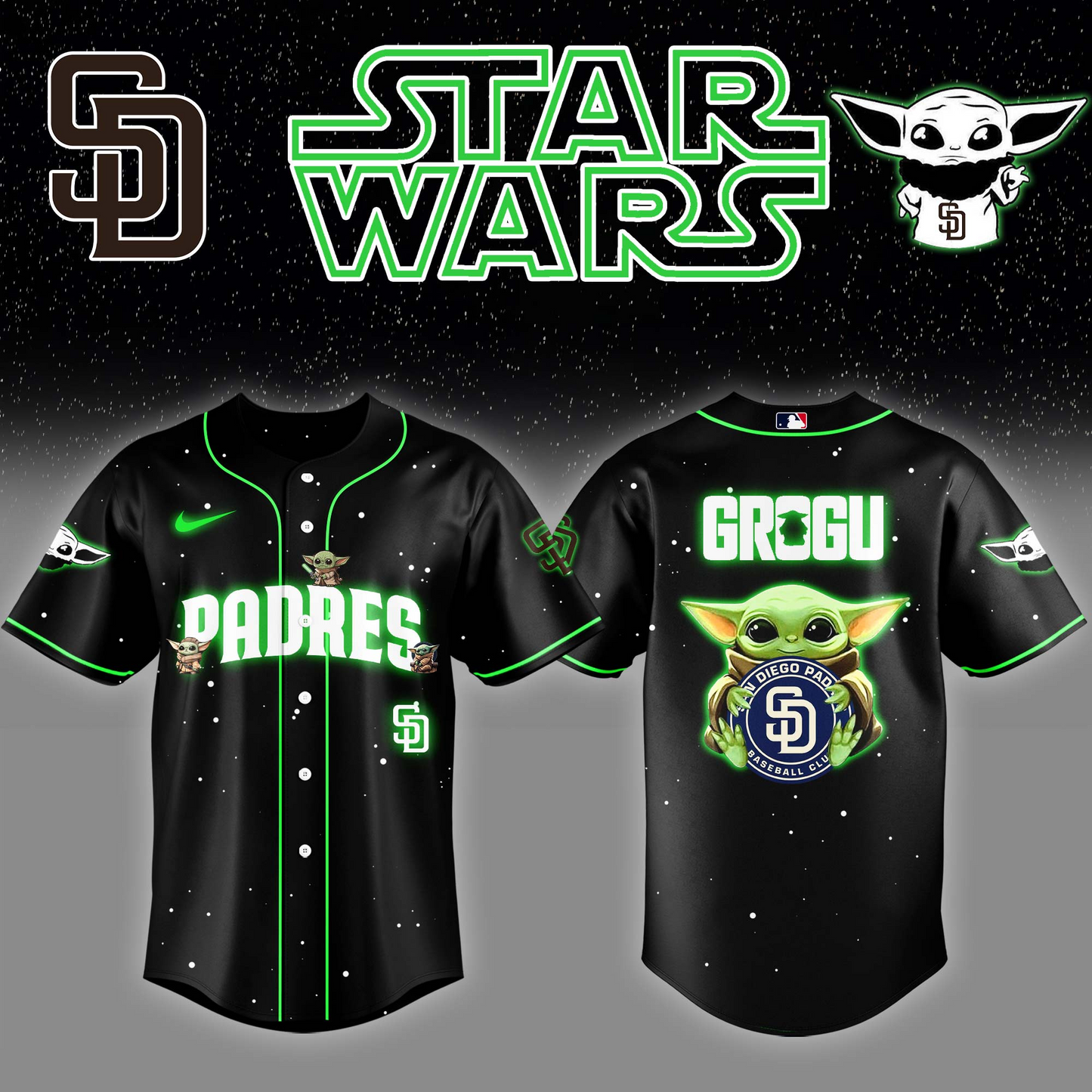 San Diego Padres x Stars Wars Grogu Night Baseball Jersey Editions Limited