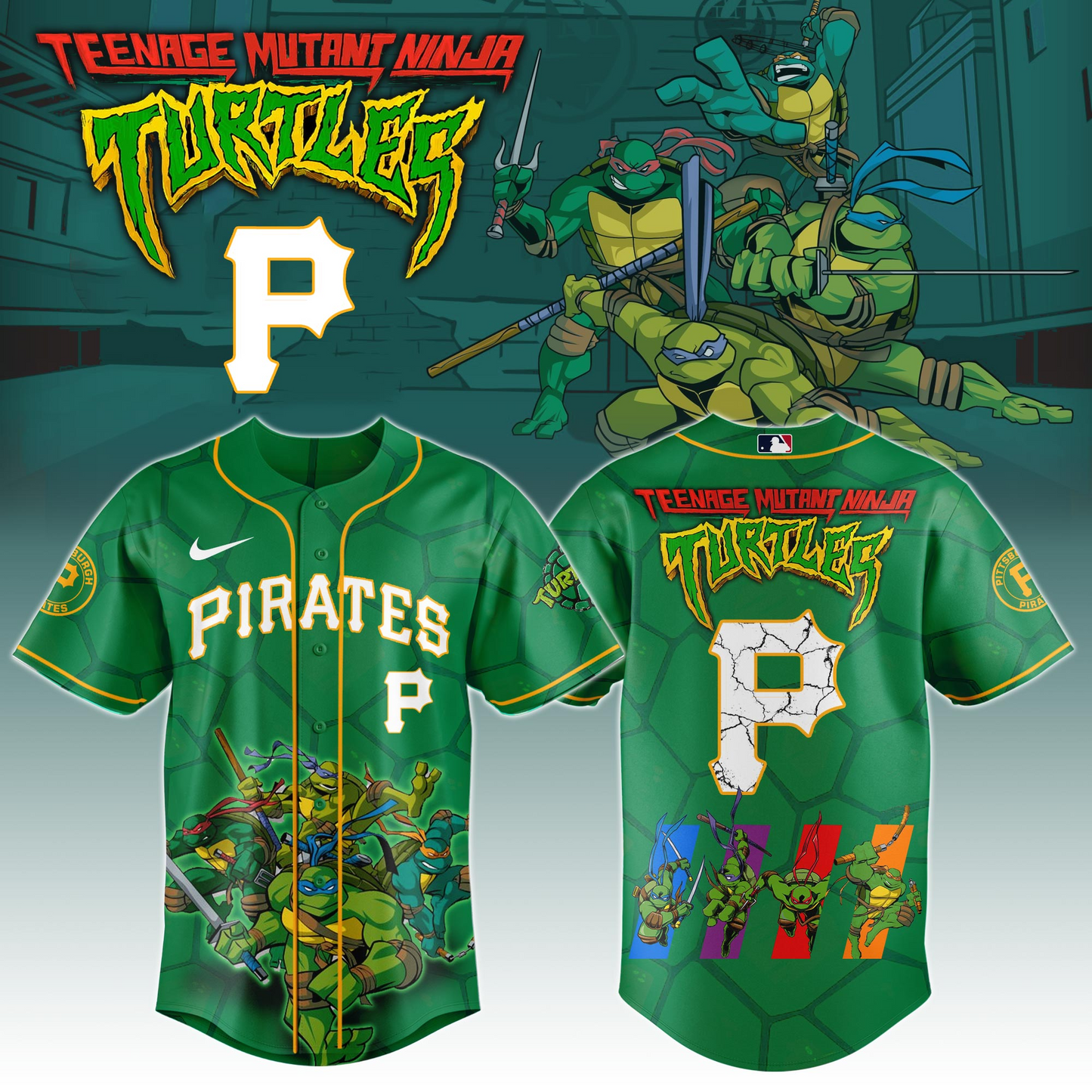 Pittsburgh Pirates x Ninja Turtles Night Game Limited Edition Jersey 2025