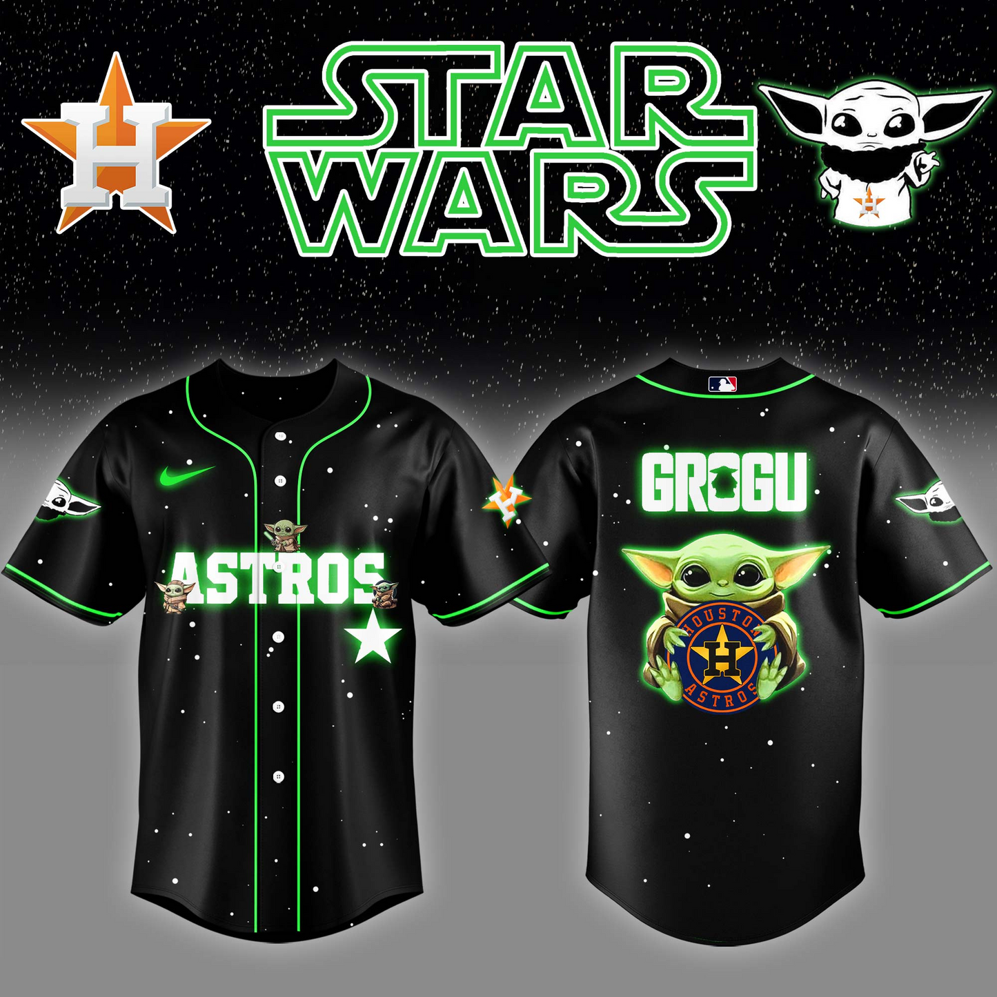 Houston Astros x Stars Wars Grogu Night Baseball Jersey Editions Limited