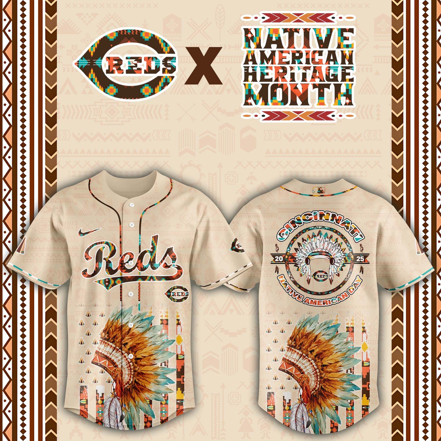 Cincinnati Reds Native American Heritage Month Baseball Jersey - Saint Savoir