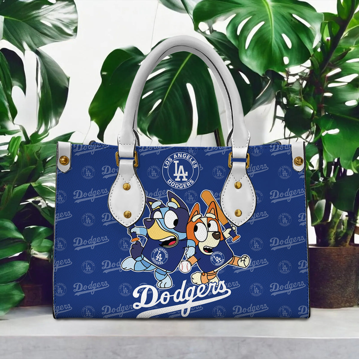 Custom Name Los Angeles Dodgers Women Leather Hand Bag