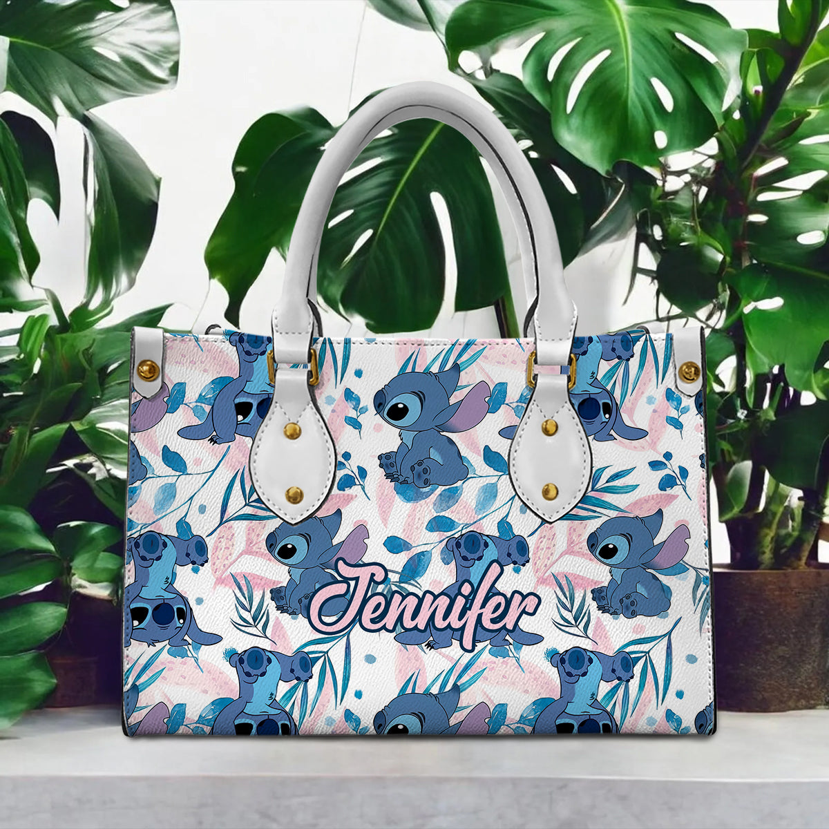 Custom Name Stitch Leather Handbag Gift For Women – 503HLHNHB040