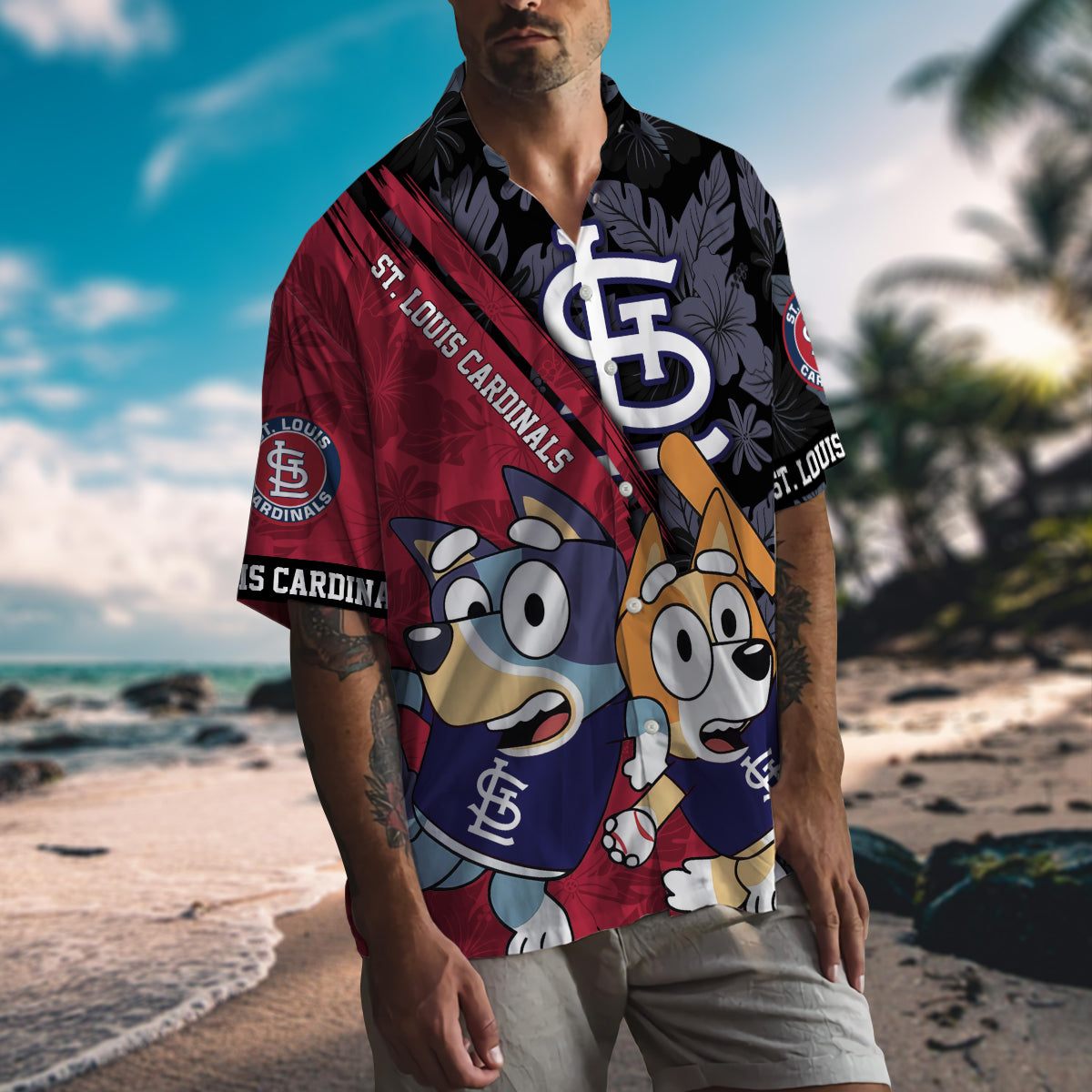 St. Louis Cardinals Bluey Bingo Hawaiian Shirt