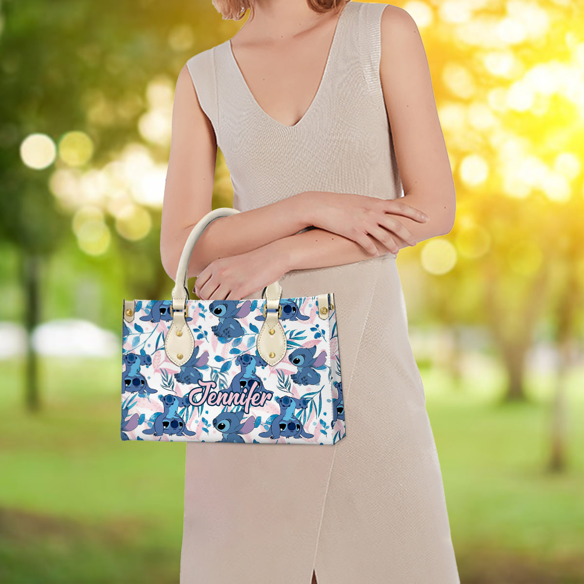 Custom Name Stitch Leather Handbag Gift For Women – 503HLHNHB040