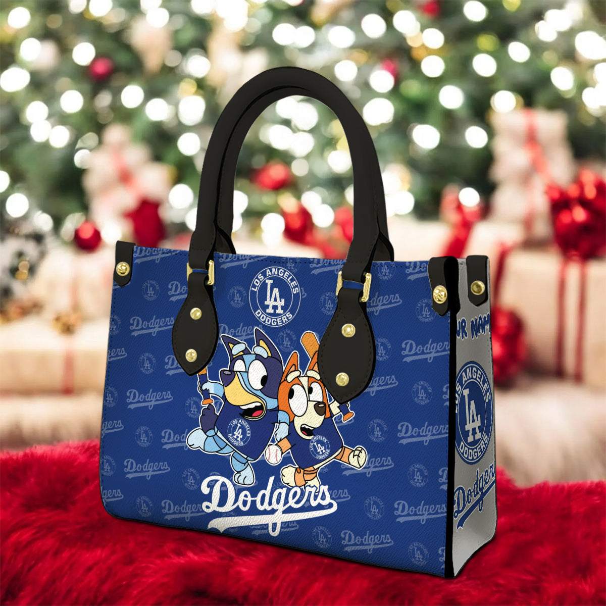Custom Name Los Angeles Dodgers Women Leather Hand Bag