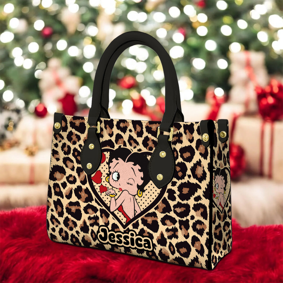 Custom Name Betty Boop Leopard Leather Handbag Gift For Women – 503HLHNHB113