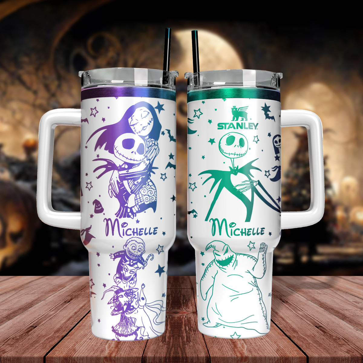 Custom Name Jack and Sally The Nightmare Before Coffee Tumbler 40 oz