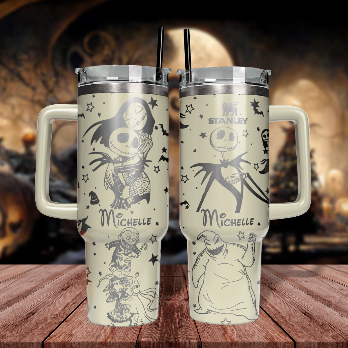 Custom Name Jack and Sally The Nightmare Before Coffee Tumbler 40 oz