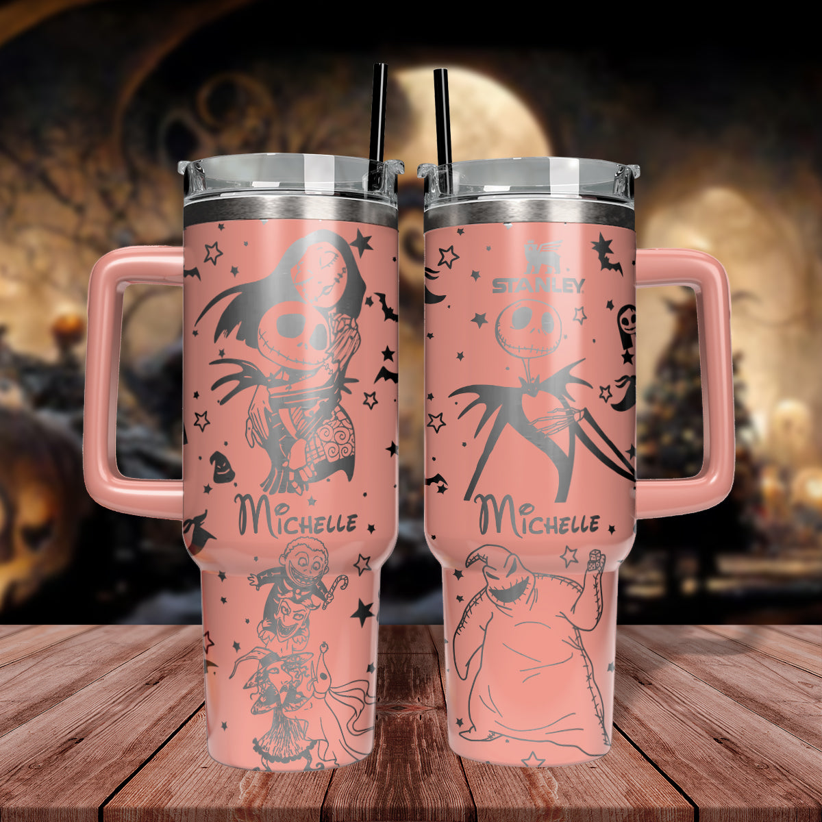 Custom Name Jack and Sally The Nightmare Before Coffee Tumbler 40 oz