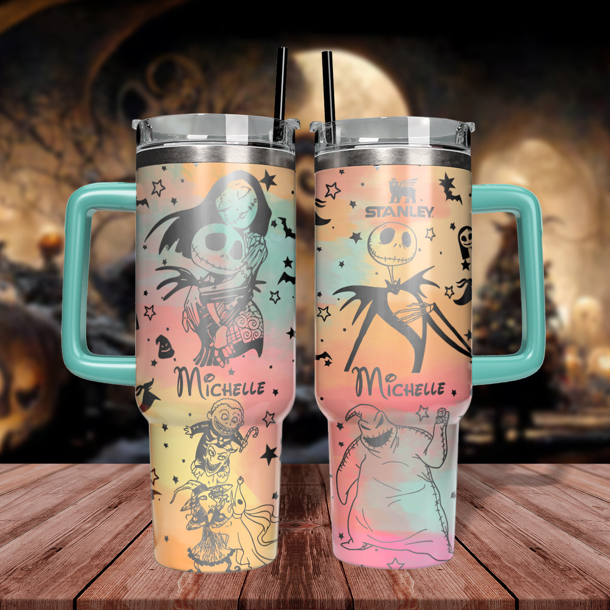 Custom Name Jack and Sally The Nightmare Before Coffee Tumbler 40 oz