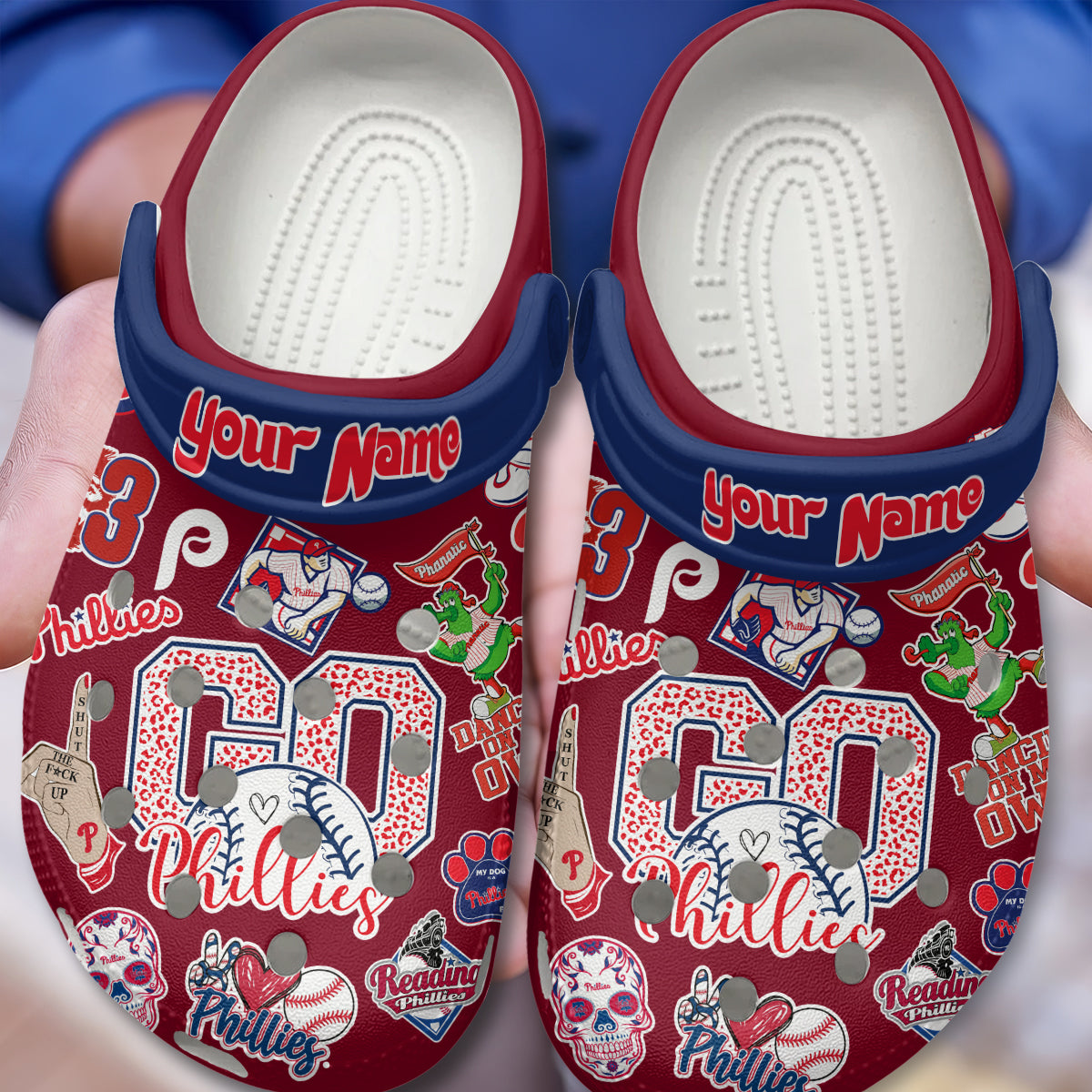 Custom Name Philadelphia Phillies MLB Sport Clogs Shoes - 503HLHNCR125