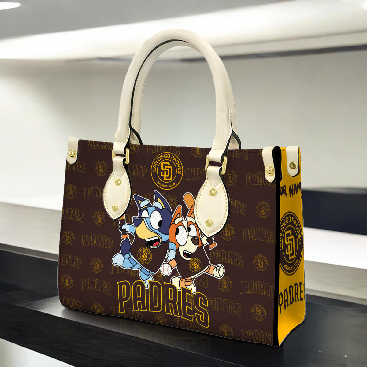 Custom Name San Diego Padres Women Leather Hand Bag