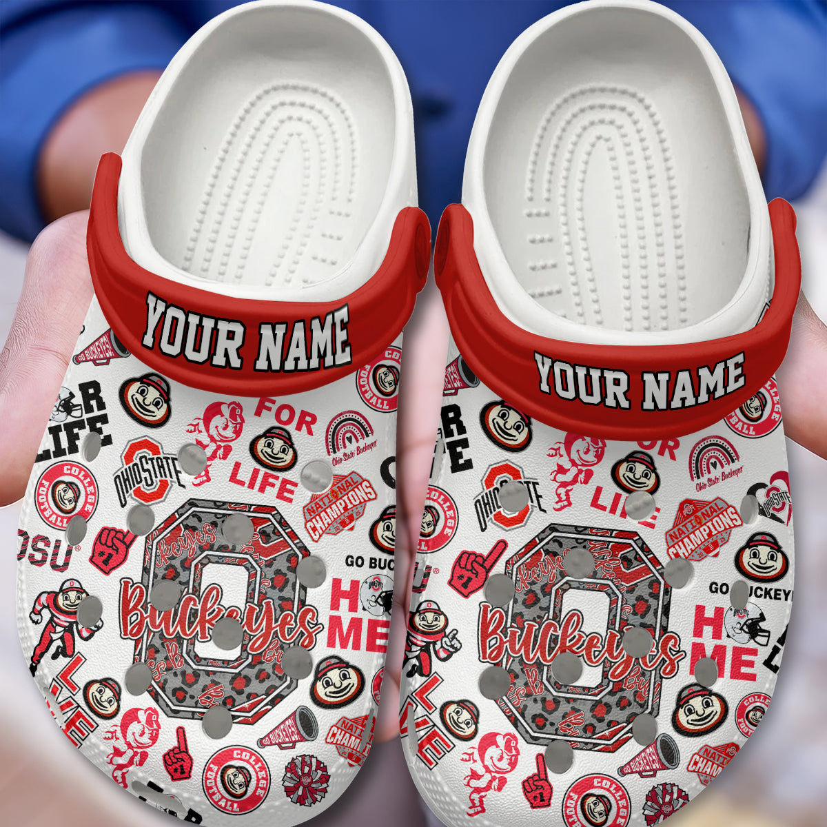 Custom Name Ohio State Buckeyes Ncaa Sport Clogs Shoes - 502HLHNCR064